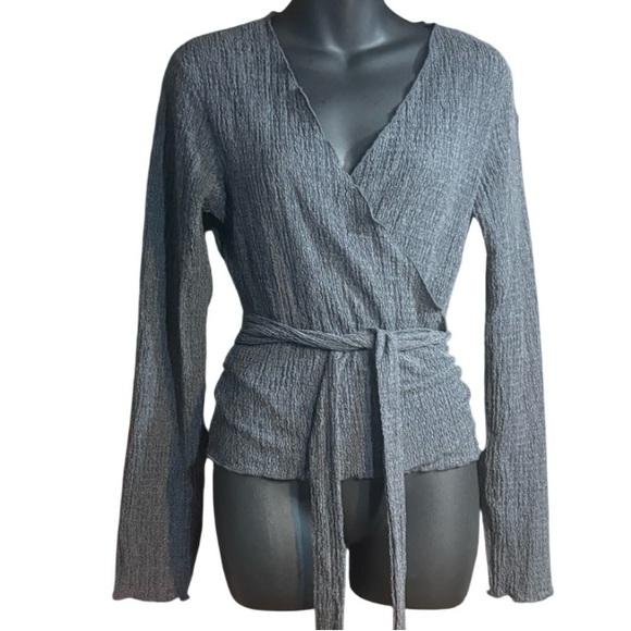 Pilcro Tops - Pilcro Textured Wrap Knit Top Womens size medium black